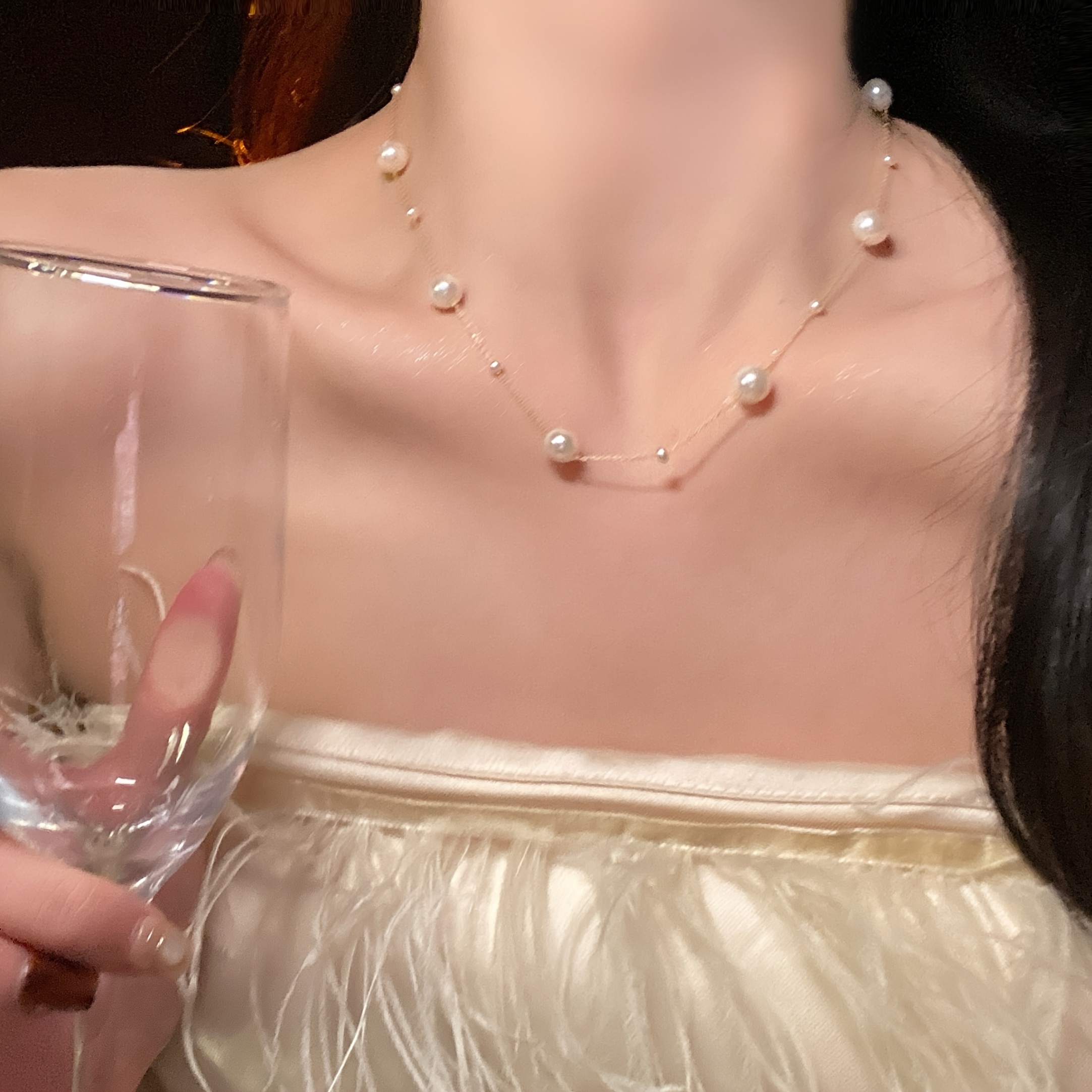 Women's Luxurious Long Imitation Pearl Necklace, Elegant Design